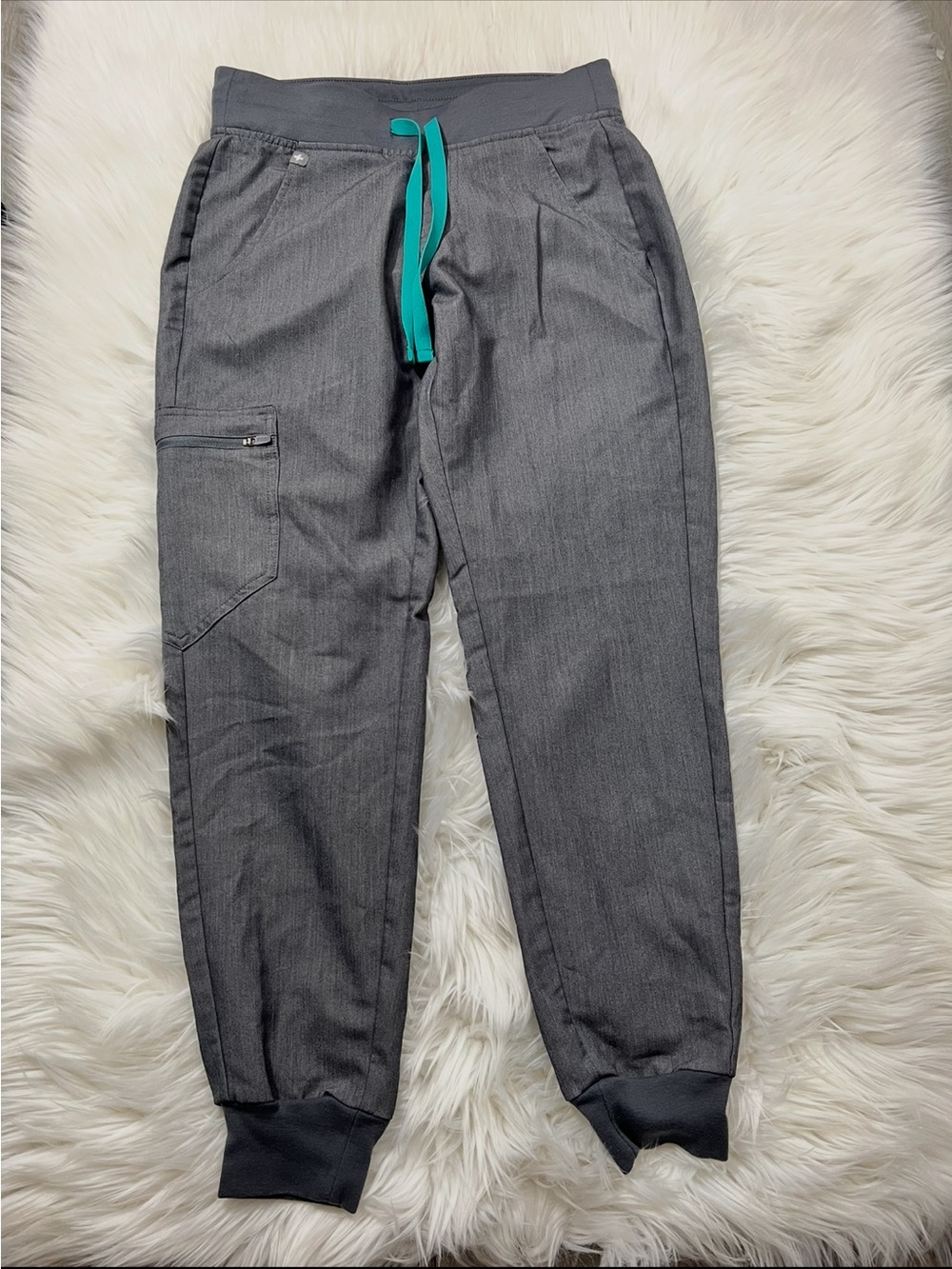 Women’s or Gray Jogger Pants with Teal Drawstring